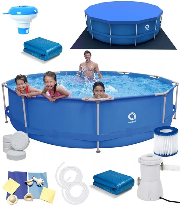 Большой каркасный бассейн для дачи и дома для всей семьи 360 х 76 см 19 в 1 Синий (B0023) - изображение 3