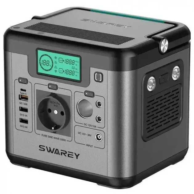 Портативна зарядна станція Swarey S500 Pro 516 Вт.год (5_2280213875) - зображення 2