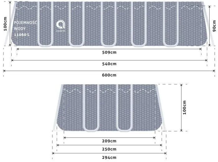Прямокутний каркасний басейн Avenli 540 x 250 x 100 см (16в1) (B0028) - изображение 4