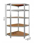 Металевий кутовий стелаж 180x30x90 5 полиць сірий (GWI0892)