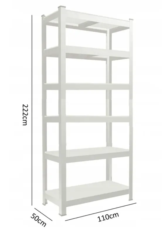 Стеллаж металлический 222x110x50, 6 полок серый (GWI0612) - изображение 2