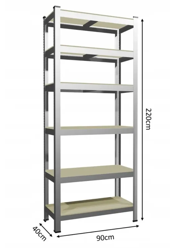 Стеллаж металлический 220x90x40 6 полок серый (GWI0636) - изображение 2