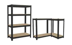 Міцний, посилений металевий стелаж 180х120х60 4 полиці (чорний) (GWI0667)