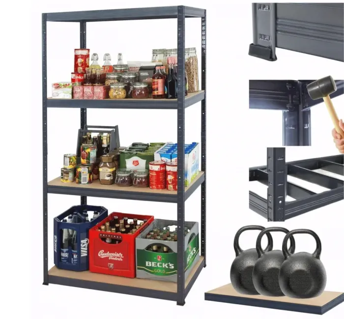 Прочный, усиленный металлический стеллаж 180х120х60 4 полки (черный) (GWI0667) - изображение 3