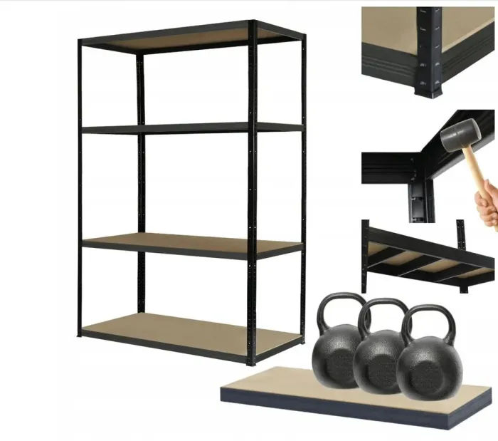 Прочный, усиленный металлический стеллаж 180х120х60 4 полки (черный) (GWI0667) - изображение 7