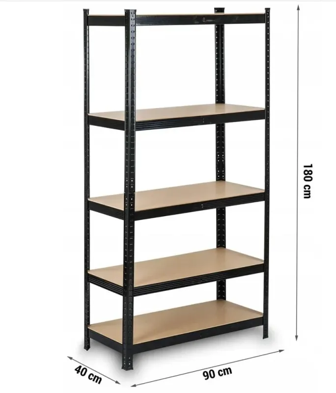Стеллаж металлический 180x90x30 5 полок (черный) (GWI7361) - изображение 3