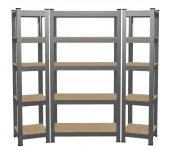 Набір з 3-х металевих стелажів 2шт: 180 x 40 x 40 1шт: 180 x 90x 40 5 полиць сірий (GWI9399)