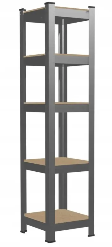 Набір з 3-х металевих стелажів 2шт: 180 x 40 x 40 1шт: 180 x 90x 40 5 полиць сірий (GWI9399) - зображення 2