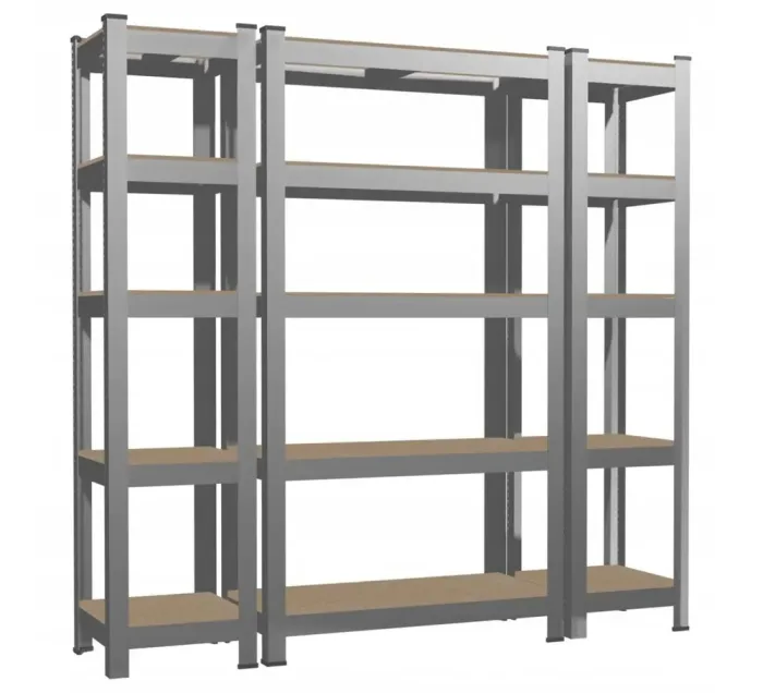 Набір з 3-х металевих стелажів 2шт: 180 x 40 x 40 1шт: 180 x 90x 40 5 полиць сірий (GWI9399) - зображення 5