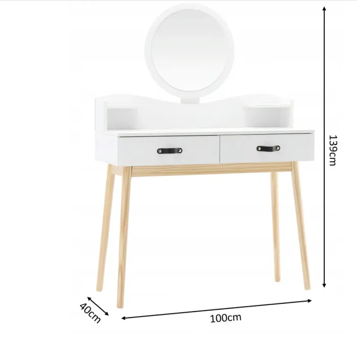 Туалетний косметичний столик з дзеркалом "MIRROR" 100х40х139см (білий) Польща (PHO1602) - зображення 2