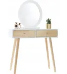 Туалетний косметичний столик, з дзеркалом + стілець, 80x40x125см (білий) Польща (PHO9012)