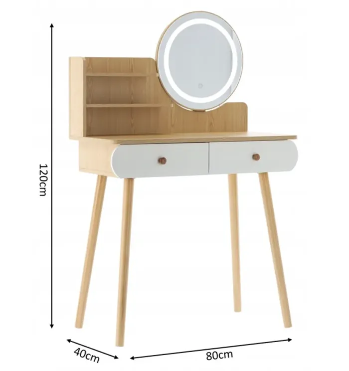 Туалетный косметический столик зеркало с LED подсветкой 80x40x120см Польша (PHO7476) - изображение 3