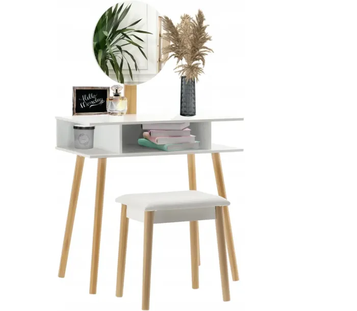 Туалетний косметичний столик з дзеркалом + стілець 130х75х45см Польща (PHO5803) - зображення 4