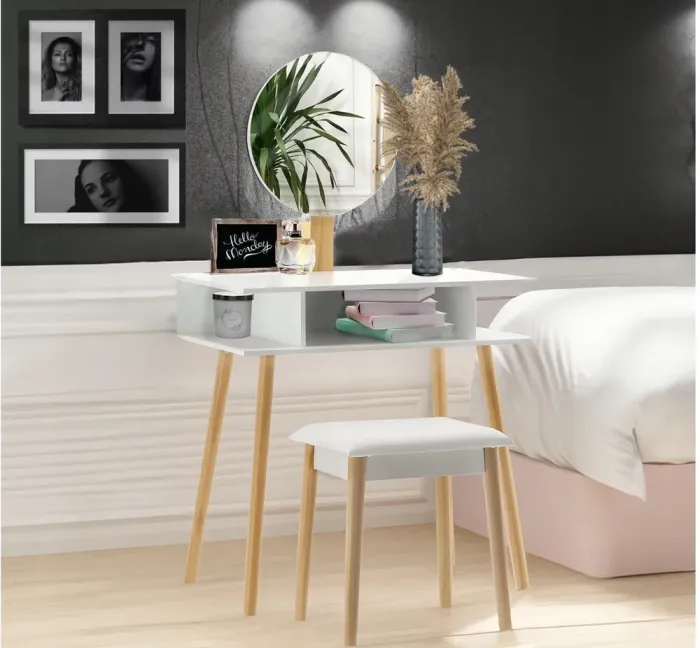 Туалетний косметичний столик з дзеркалом + стілець 130х75х45см Польща (PHO5803) - зображення 6