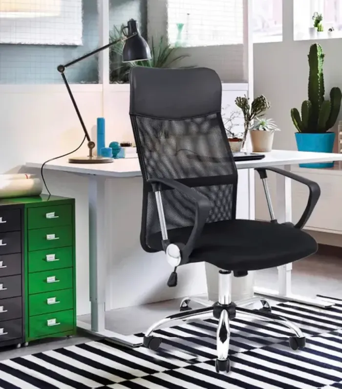 Крісло комп'ютерне, офісне з еко-шкіри з ергономічною сіткою, Польща чорне (G511) - зображення 3