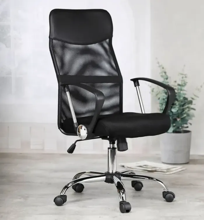 Крісло комп'ютерне, офісне з еко-шкіри з ергономічною сіткою, Польща чорне (G511) - зображення 8