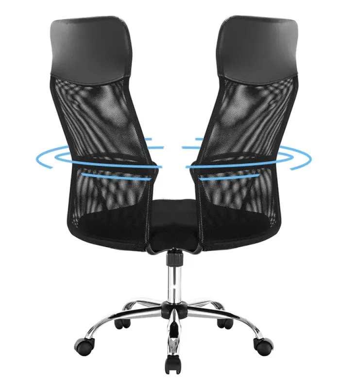 Крісло комп'ютерне, офісне з еко-шкіри з ергономічною сіткою, Польща чорне (G511) - зображення 9