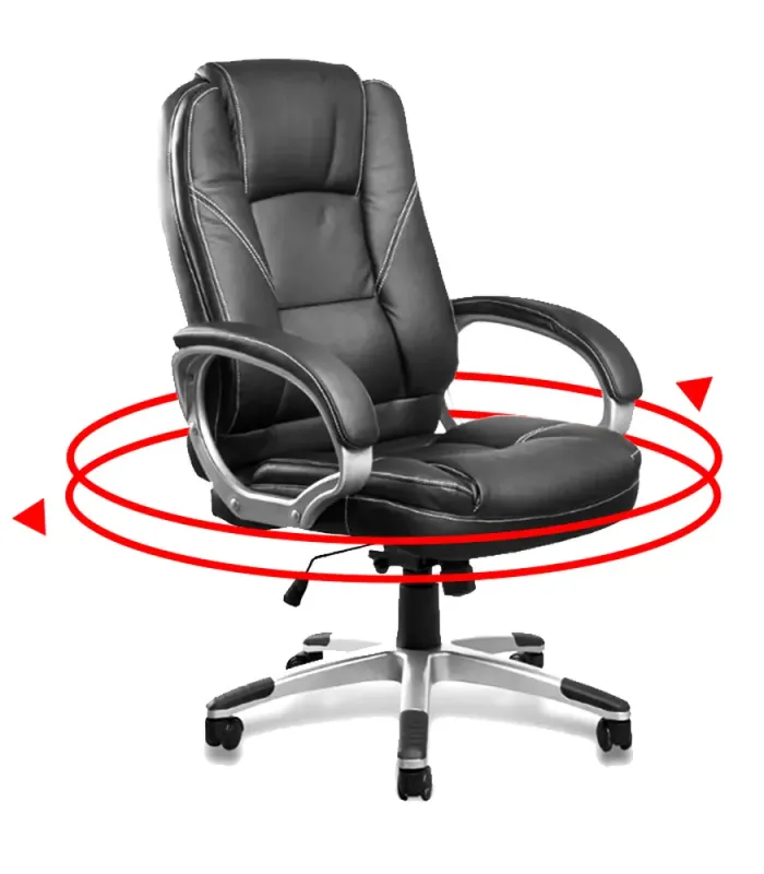 Ергономічне комп'ютерне крісло, офісне з еко-шкіри, Польща чорне (G271) - зображення 4