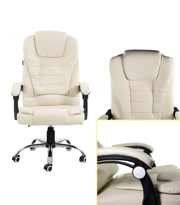 Эргономичное компьютерное кресло современное для офиса из эко-кожи, Польша (Бежевое) (G544) - изображение 2