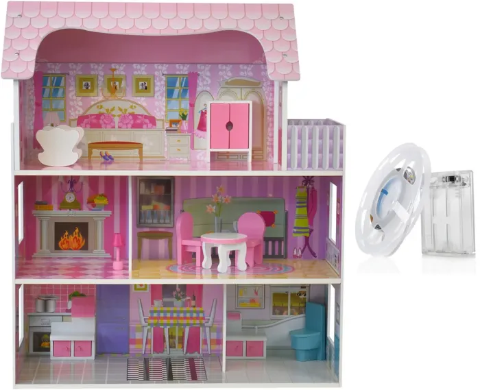 Деревянный кукольный дом с LED подсветкой (3892) - изображение 4