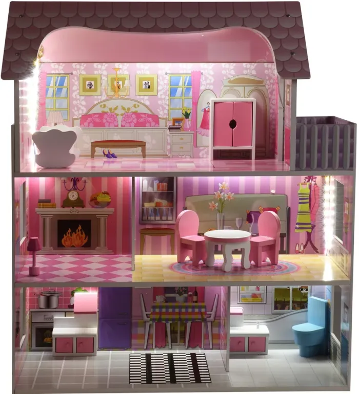 Деревянный кукольный дом с LED подсветкой (3892) - изображение 5