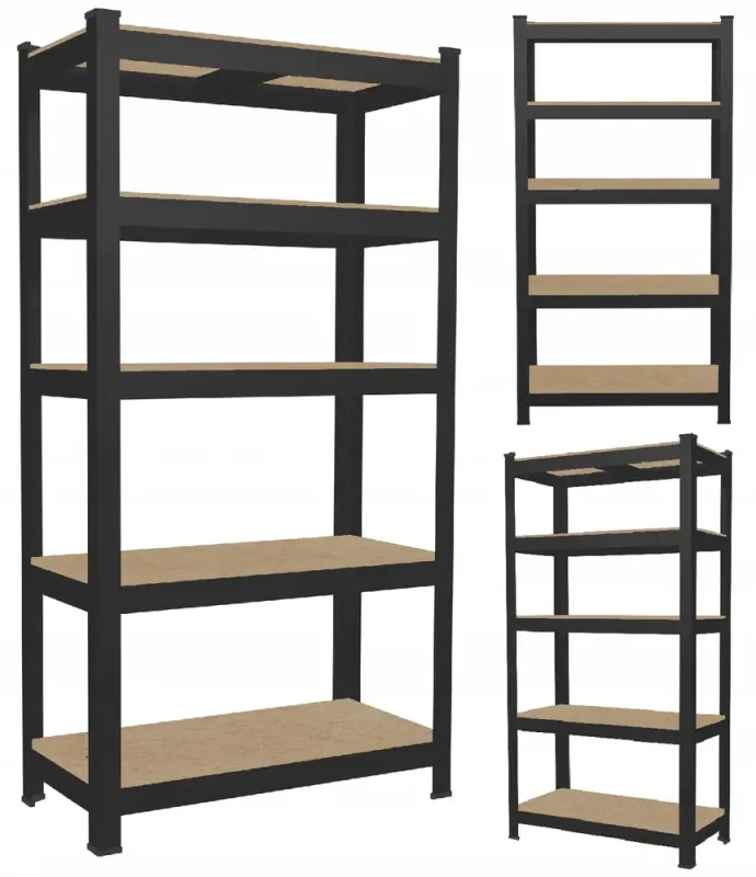 Стеллаж металлический 180х90х40 см 5 полок, погрузка - 175 кг на полку (Черный) (GWI7392) - изображение 1