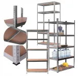 Стелаж металевий 150x75x30 см 5 полиць, навантаження - 175 кг на полицю (Сірий) Польща (RN-23746)