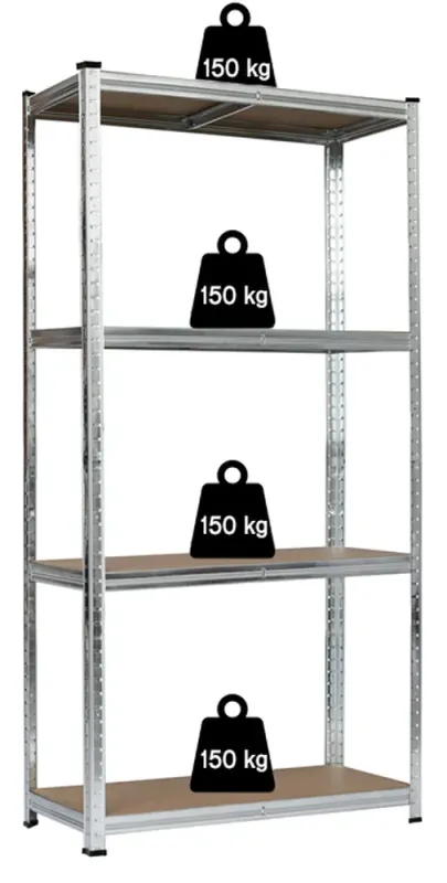 Стеллаж металлический 180х90х40 4 полки, погрузка 150кг - на полку серый (GWI0605) - изображение 4