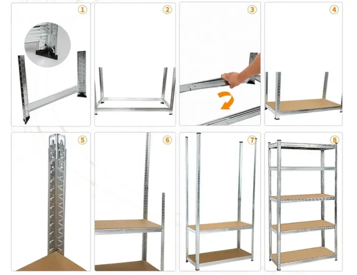 Стеллаж металлический 180х90х40 4 полки, погрузка 150кг - на полку серый (GWI0605) - изображение 5