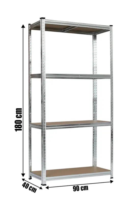 Стеллаж металлический 180х90х40 4 полки, погрузка 150кг - на полку серый (GWI0605) - изображение 9