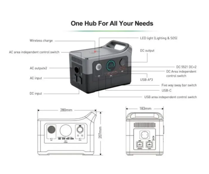 Портативна зарядна станція 3E E7 (504 Втч, 140000 мАг, LED освітлення) (A02911) - зображення 3