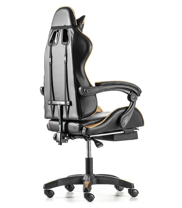 Крісло геймерське G845 золоте з підставкою для ніг (G845) - зображення 4