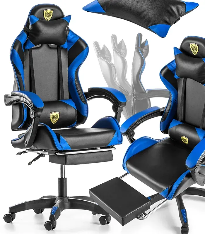 Крісло геймерське G847 синє з підставкою для ніг (G847) - изображение 1