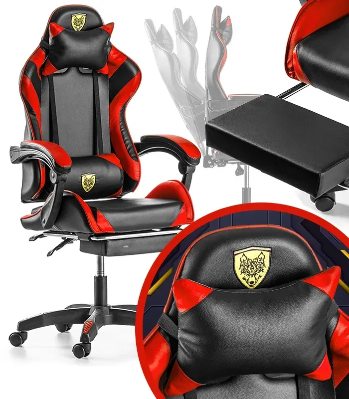 Крісло геймерське G848 червоне з підставкою для ніг (G848) - изображение 2