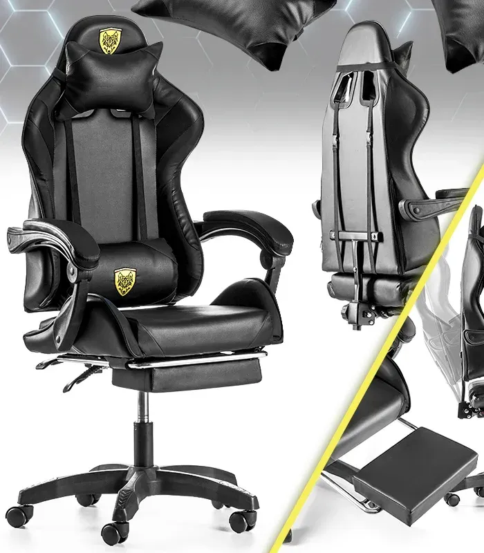 Крісло геймерське G844 чорне з підставкою для ніг (G844) - зображення 1