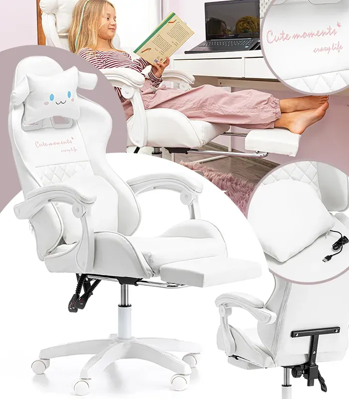 Дитяче геймерське крісло G894 з подушками та підставкою для ніг, Біле (G894) - изображение 2