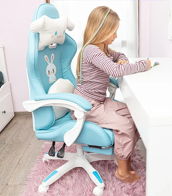 Дитяче геймерське крісло G893 з подушками та підставкою для ніг, Синє (G893) - зображення 10