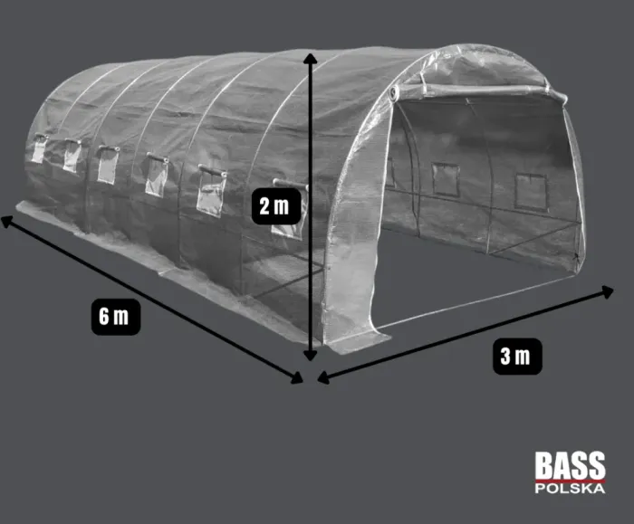 Садовая теплица с UV-12 пленкой 18 м2 (6х3х2м) BASS POLSKA, Серая (85910) - изображение 3