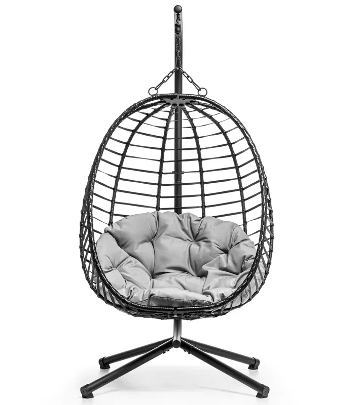 Підвісне садове крісло гойдалка (кокон / гніздо) SAN VITO з м'якою подушкою, Чорний (G730) - изображение 1