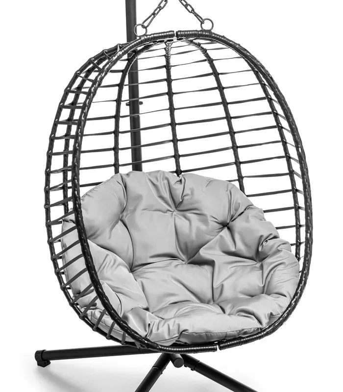 Підвісне садове крісло гойдалка (кокон / гніздо) SAN VITO з м'якою подушкою, Чорний (G730) - изображение 4