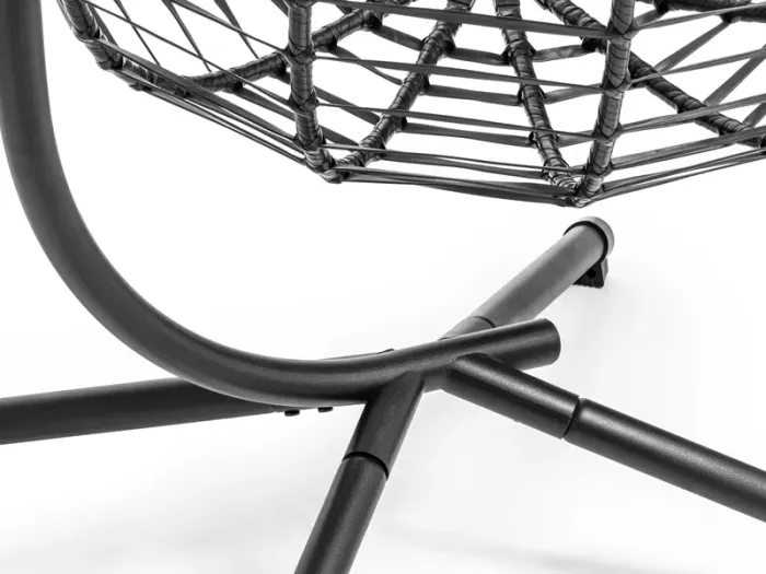 Підвісне садове крісло гойдалка (кокон / гніздо) SAN VITO з м'якою подушкою, Чорний (G730) - изображение 6