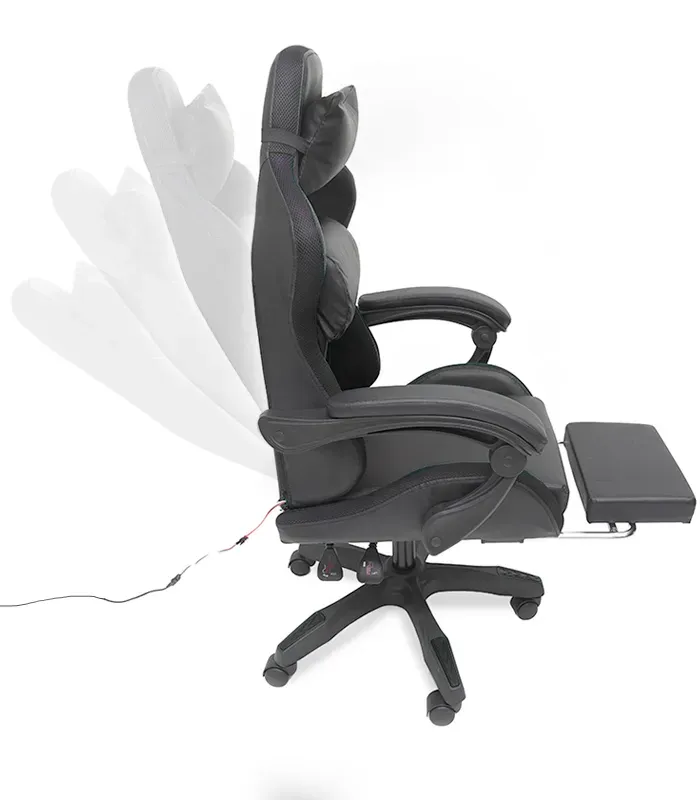 Геймерське крісло з RGB підсвіткою, подушками та висувною підставкою для ніг, Чорний (G895) (G895) - изображение 6