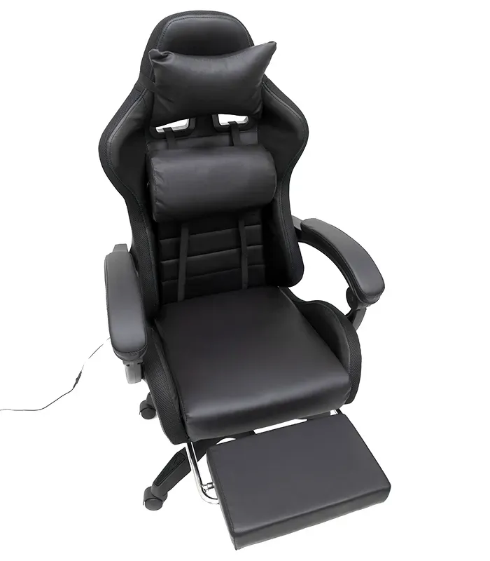 Геймерське крісло з RGB підсвіткою, подушками та висувною підставкою для ніг, Чорний (G895) (G895) - изображение 5