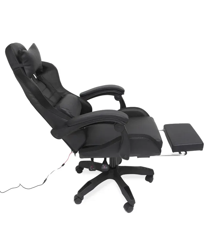 Геймерське крісло з RGB підсвіткою, подушками та висувною підставкою для ніг, Чорний (G895) (G895) - изображение 7