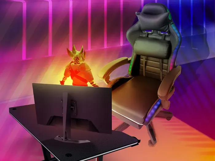 Геймерське крісло з RGB підсвіткою, подушками та висувною підставкою для ніг, Чорний (G895) (G895) - изображение 10