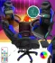 Геймерське крісло з RGB підсвіткою, подушками та висувною підставкою для ніг, Чорний/Синій (G897) (G897)