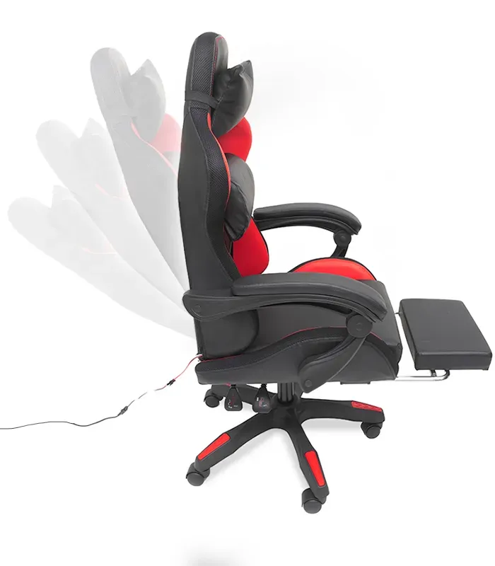 Геймерське крісло з RGB підсвіткою, подушками та висувною підставкою для ніг, Чорний/Червоний (G896) (G896) - зображення 6