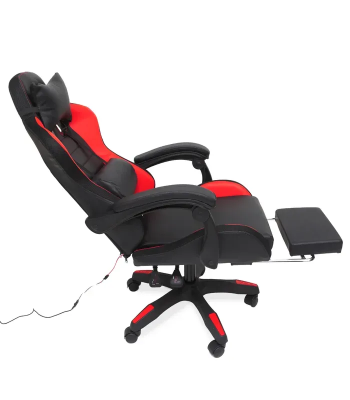 Геймерське крісло з RGB підсвіткою, подушками та висувною підставкою для ніг, Чорний/Червоний (G896) (G896) - зображення 5