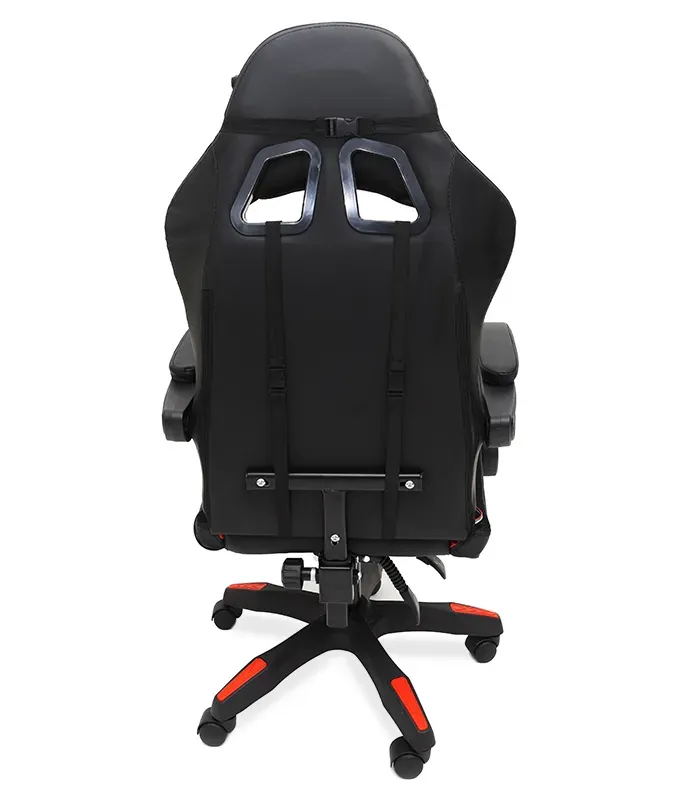 Геймерське крісло з RGB підсвіткою, подушками та висувною підставкою для ніг, Чорний/Червоний (G896) (G896) - зображення 7