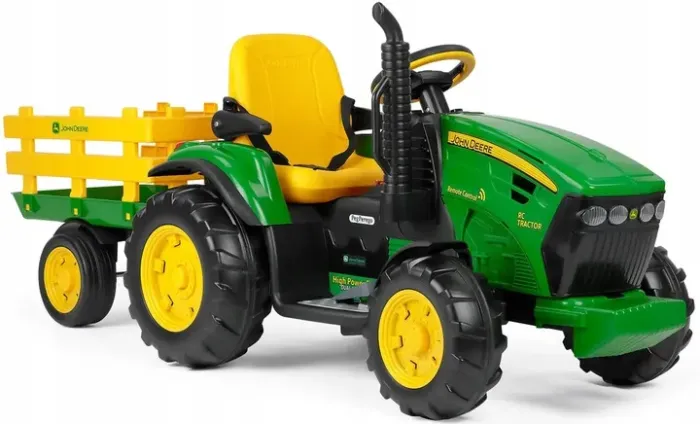 Дитячий трактор електромобіль з причепом на пульті керування John Deere Peg Perego 12В (від 1 року), Зелений (IGOR0117) - изображение 1